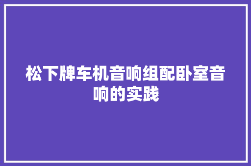 松下牌车机音响组配卧室音响的实践