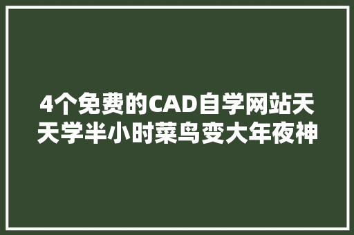 4个免费的CAD自学网站天天学半小时菜鸟变大年夜神