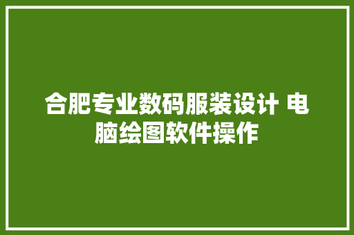 合肥专业数码服装设计 电脑绘图软件操作