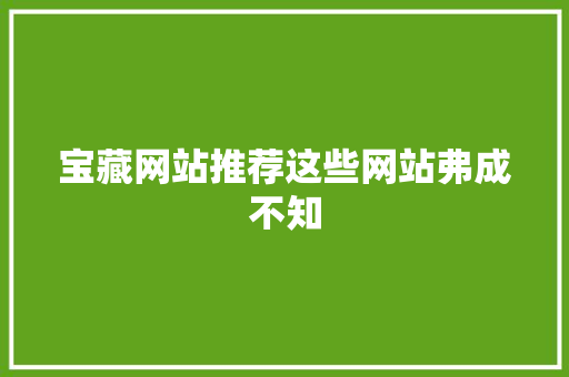 宝藏网站推荐这些网站弗成不知