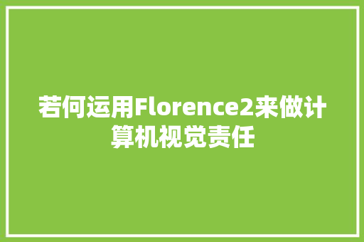 若何运用Florence2来做计算机视觉责任