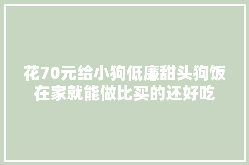 花70元给小狗低廉甜头狗饭在家就能做比买的还好吃