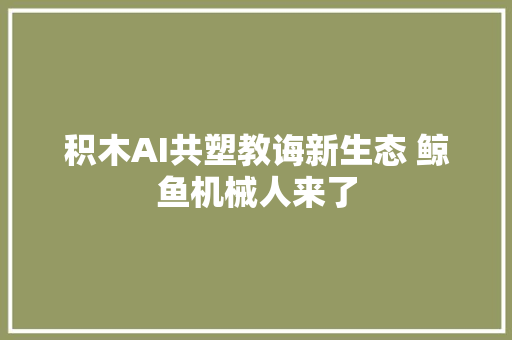 积木AI共塑教诲新生态 鲸鱼机械人来了