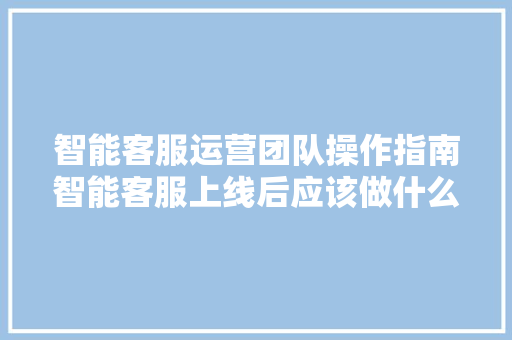 智能客服运营团队操作指南智能客服上线后应该做什么