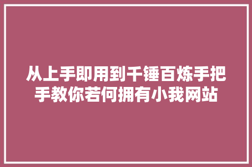 从上手即用到千锤百炼手把手教你若何拥有小我网站