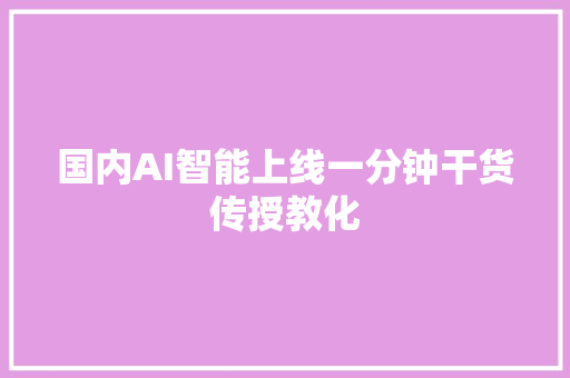 国内AI智能上线一分钟干货传授教化