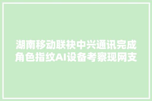 湖南移动联袂中兴通讯完成角色指纹AI设备考察现网支配