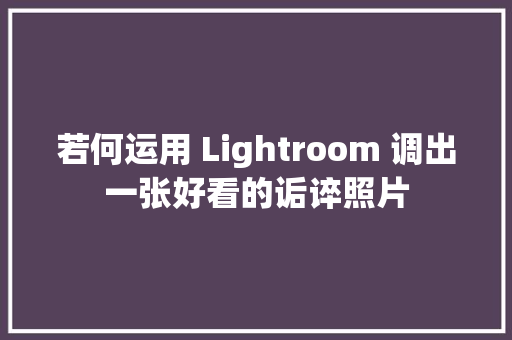 若何运用 Lightroom 调出一张好看的诟谇照片