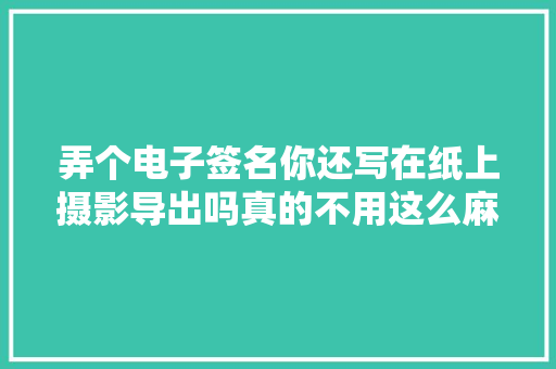 弄个电子签名你还写在纸上摄影导出吗真的不用这么麻烦