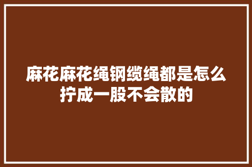 麻花麻花绳钢缆绳都是怎么拧成一股不会散的