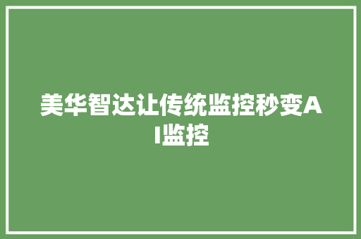 美华智达让传统监控秒变AI监控