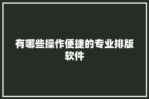 有哪些操作便捷的专业排版软件