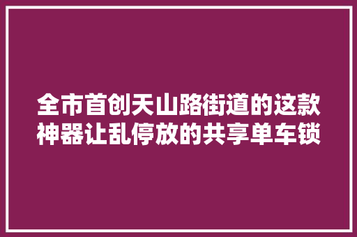 全市首创天山路街道的这款神器让乱停放的共享单车锁不上