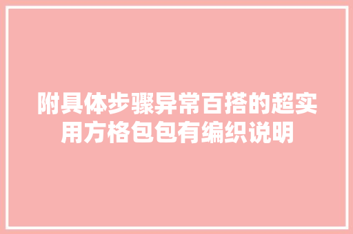 附具体步骤异常百搭的超实用方格包包有编织说明