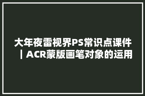 大年夜雷视界PS常识点课件｜ACR蒙版画笔对象的运用 课件/Lex。