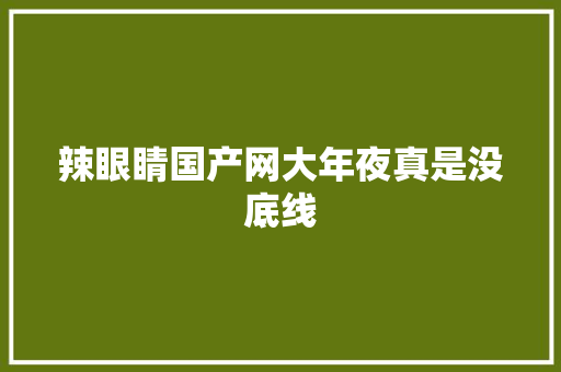 辣眼睛国产网大年夜真是没底线