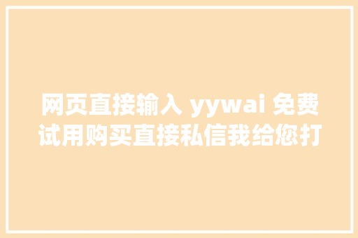 网页直接输入 yywai 免费试用购买直接私信我给您打折