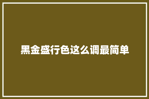 黑金盛行色这么调最简单