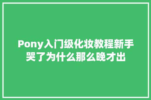 Pony入门级化妆教程新手哭了为什么那么晚才出