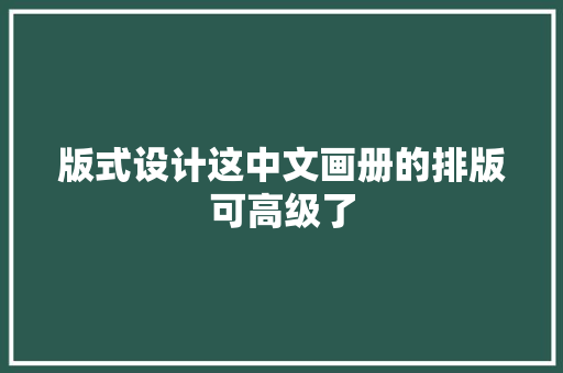 版式设计这中文画册的排版可高级了