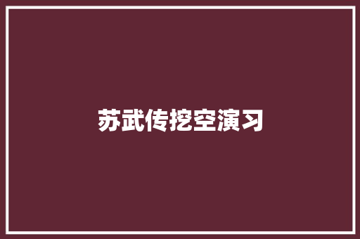 苏武传挖空演习