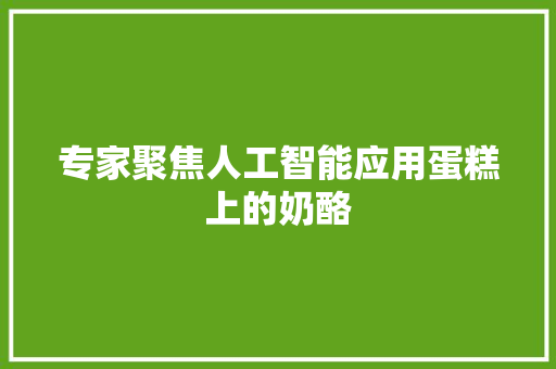 专家聚焦人工智能应用蛋糕上的奶酪