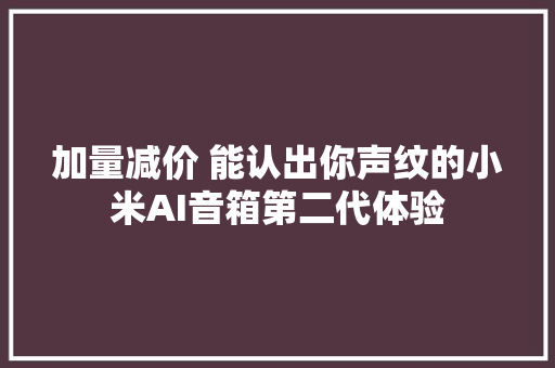 加量减价 能认出你声纹的小米AI音箱第二代体验