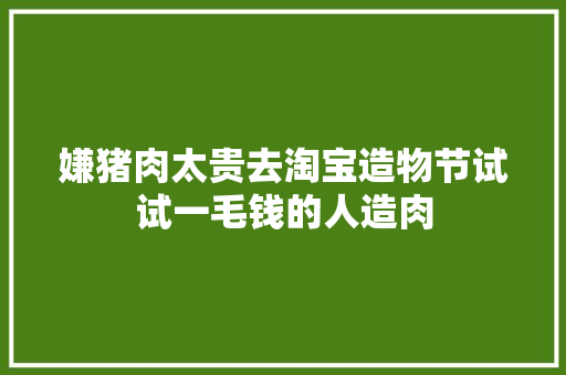 嫌猪肉太贵去淘宝造物节试试一毛钱的人造肉