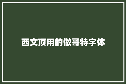 西文顶用的做哥特字体