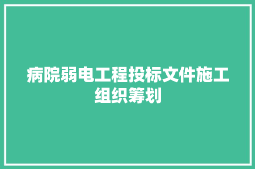 病院弱电工程投标文件施工组织筹划