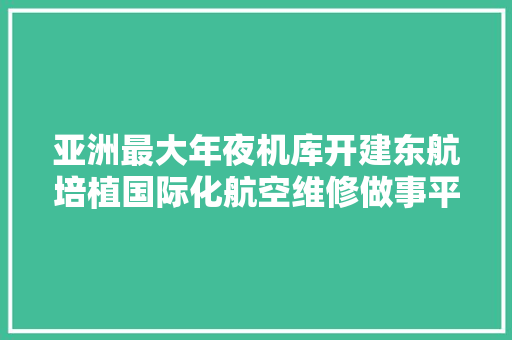 亚洲最大年夜机库开建东航培植国际化航空维修做事平台项目