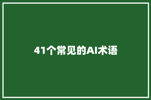 41个常见的AI术语