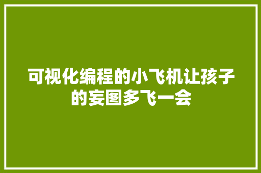 可视化编程的小飞机让孩子的妄图多飞一会