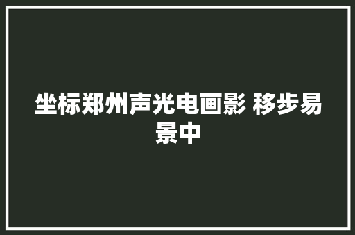 坐标郑州声光电画影 移步易景中