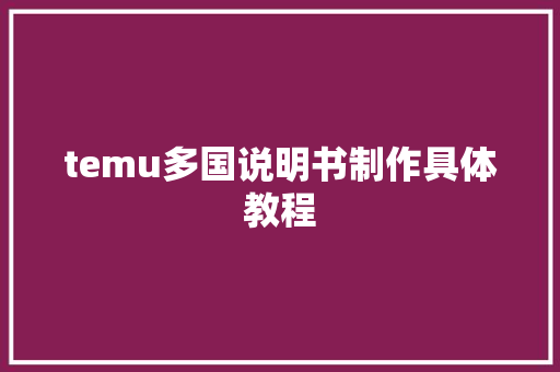 temu多国说明书制作具体教程