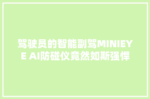 驾驶员的智能副驾MINIEYE AI防碰仪竟然如斯强悍