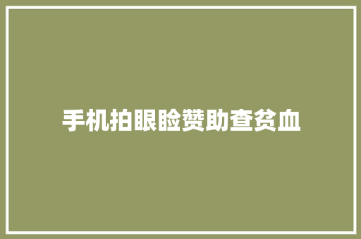 手机拍眼睑赞助查贫血