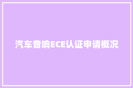 汽车音响ECE认证申请概况