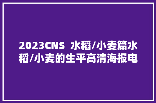 2023CNS  水稻/小麦篇水稻/小麦的生平高清海报电子版本免费领