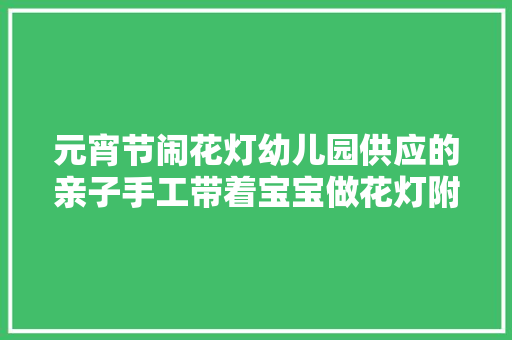 元宵节闹花灯幼儿园供应的亲子手工带着宝宝做花灯附带教程