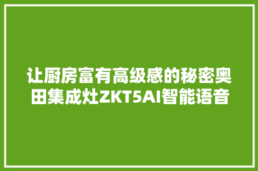 让厨房富有高级感的秘密奥田集成灶ZKT5AI智能语音深度解析