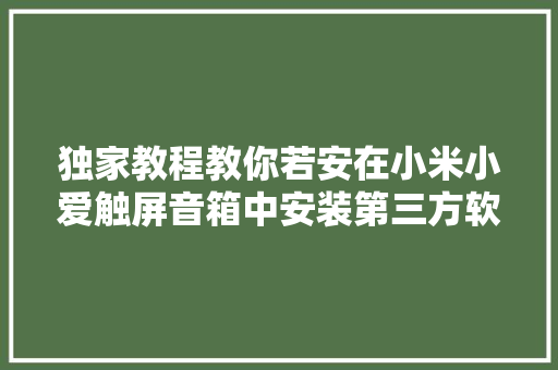 独家教程教你若安在小米小爱触屏音箱中安装第三方软件