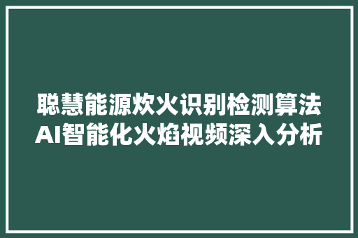 聪慧能源炊火识别检测算法AI智能化火焰视频深入分析检测系统