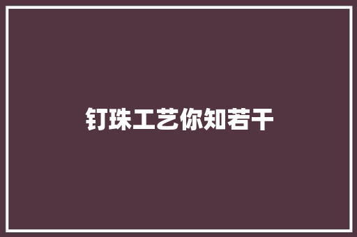 钉珠工艺你知若干