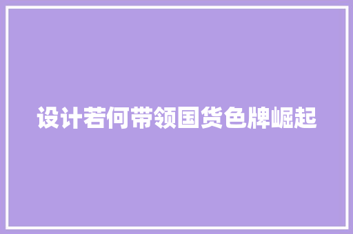 设计若何带领国货色牌崛起