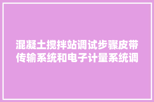 混凝土搅拌站调试步骤皮带传输系统和电子计量系统调试