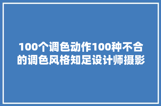 100个调色动作100种不合的调色风格知足设计师摄影师后期修图调色