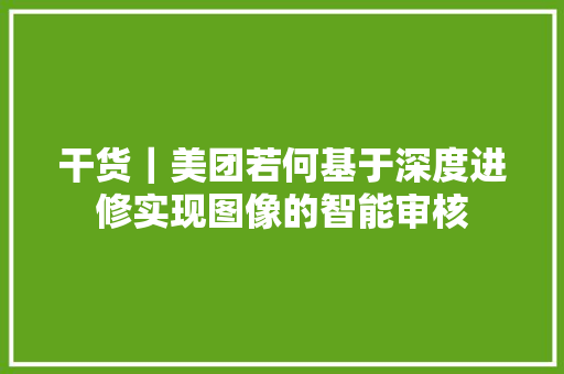 干货｜美团若何基于深度进修实现图像的智能审核