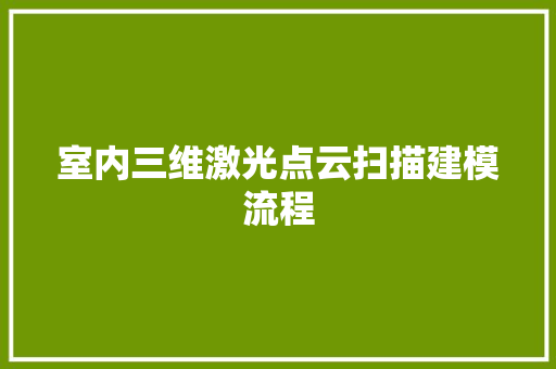 室内三维激光点云扫描建模流程