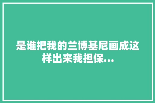 是谁把我的兰博基尼画成这样出来我担保…